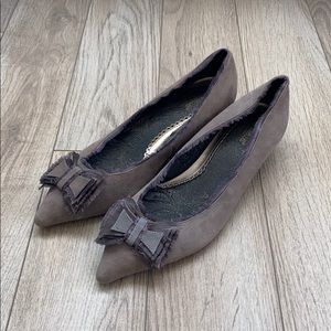 Grey suede kitten heels